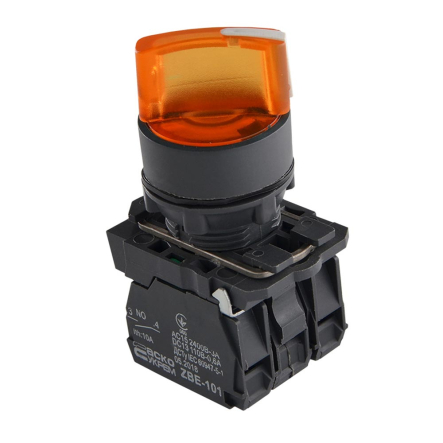 Кнопка поворотная 2-х позиционная с подсветкой, желтая TB5-AK125M5, ACKO-УКРЕМ, A0140010167 - 1