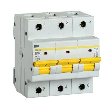 Автоматический выключатель IEK ВА47-150, 3p, 100A, D, MVA50-3-100-D - 1