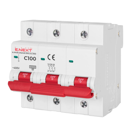 Автоматический выключатель E.NEXT e.mcb.stand.100.3.C100, 3р, 100А, C, 10кА, s002214 - 1