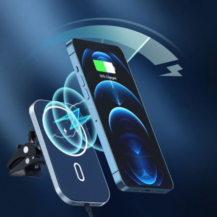 Зарядное устройство автомобильное Choetech T200-F-201BK, QI 15 Вт (совместимый с MagSafe) черный