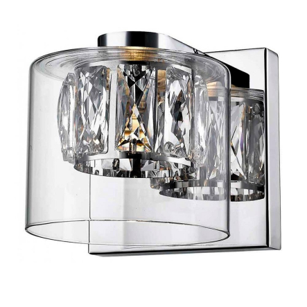 Бра Zuma line Gem W0389-01A-B5AC, 1xGU10 5W, 12x12x14,8 см, хром/хрусталь - 1