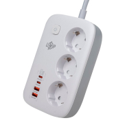 Фільтр мережі Logic Power F65WG4 (3x220V-3250W, 2xUSB-60W, 2xType-C 65W QC/PD) білий