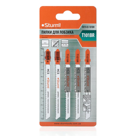 Пилки для лобзика Sturm 9019-03-101BR 5 дерево, чистый обратный рез (уп. 5шт)