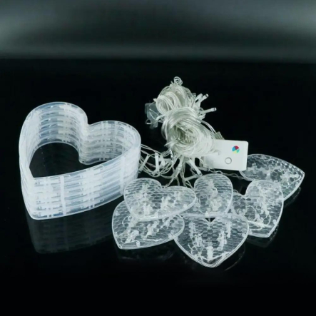 Гирлянда LED Сердца, 12 штук, 3x1м, AD-50562, Теплый свет