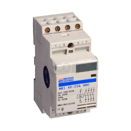Контактор модульний АСКО-УКРЕМ МК1, 4P, 20А, 4NO, A0040030013 - 1