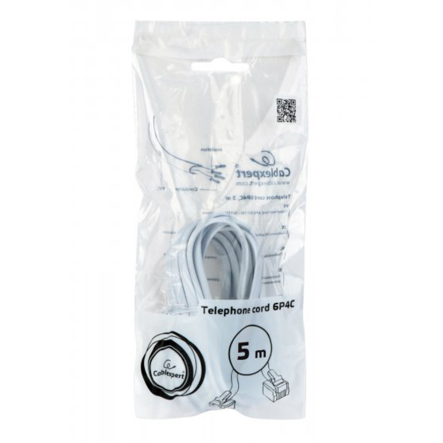 Телефонный кабель Cablexpert TC6P4C-5M, 6P4C, 5 м