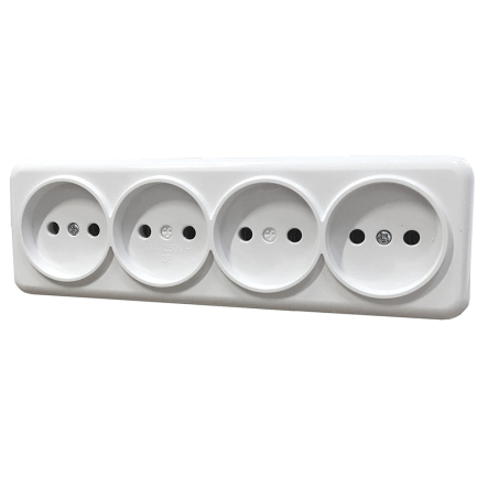 Розетка наружная установка 4-я б/з, белая, IP20, TNSy Lemur, TNSy5000987