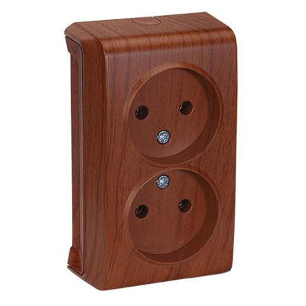 Розетка двойная без заземления VIKO VERA, 90682255, красное дерево - 1
