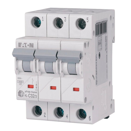 Автоматичний вимикач EATON HL-C32/3, 3P, 32A, C 4,5kA, 194794 - 1