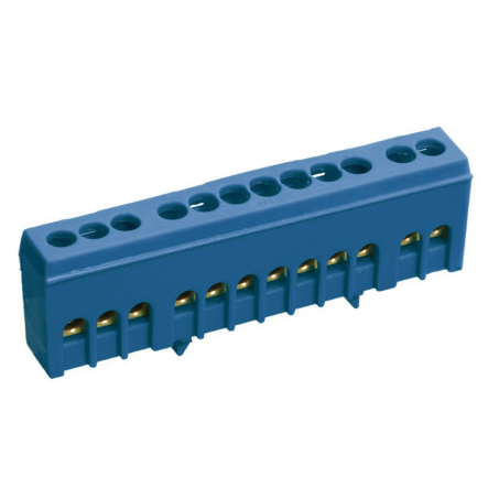 Шина нулевая на DIN-рейку Takel 502788с, в корпусе 12 отверстий, синий - 1
