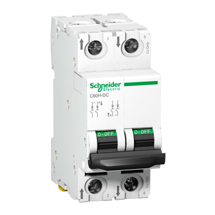 Автоматичний вимикач Schneider Electric C60H-DC, 2Р, 50A, 250B, A9N61538 - 1