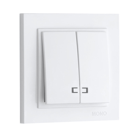 Вимикач 2кл. з підсвічуванням Mono Electric, DESPINA, білий, 102-190025-103 - 1