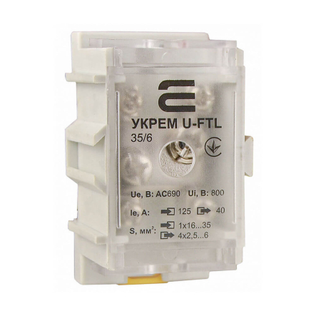 Клемма магистральная АСКО-УКРЕМ U-FTL 35/6, с защитной крышкой, А0130010122 - 1