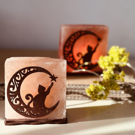 Соляной светильник «Кот со звездой» 1кг