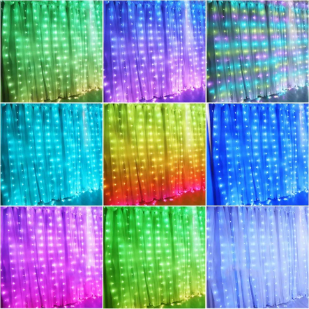 Гирлянда LED Штора от USB (2x2м) 400LED + пульт, RGB (СМАРТ ГИРЛЯНДА)