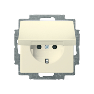 Розетка із заземленням і кришкою слонова кістка Basic 55