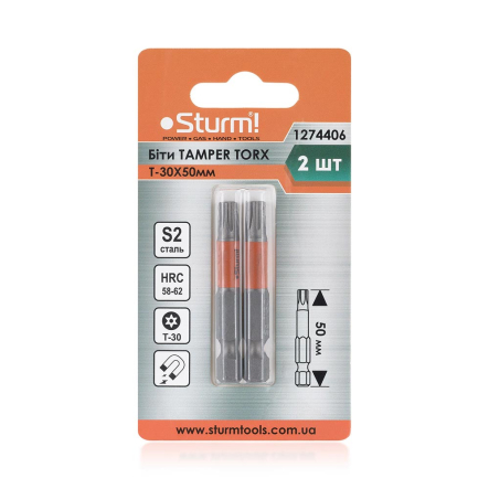 Биты S2 T-30* 50mm 2шт Sturm 1274406