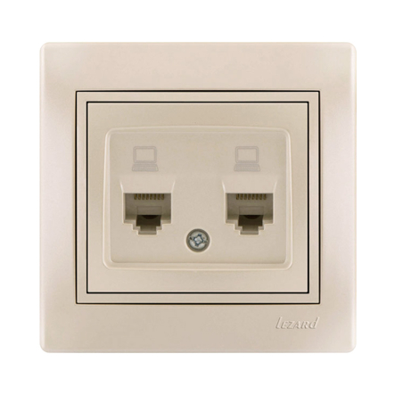 Розетка компьютерная Lezard MIRA двойная, жемчужно-белый перламутр, 701-3030-141 - 1