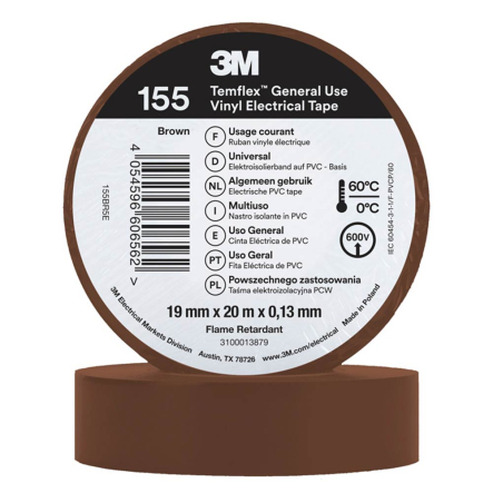 Изолента 3M Temflex 155 19mm x 20m, коричневая - 1