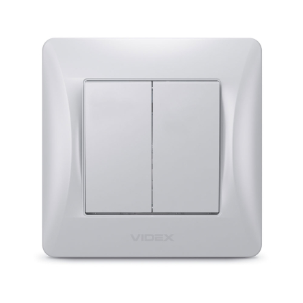 Вимикач VIDEX BINERA, двоклавішний, срібний шовк, VF-BNSW2-SS - 4
