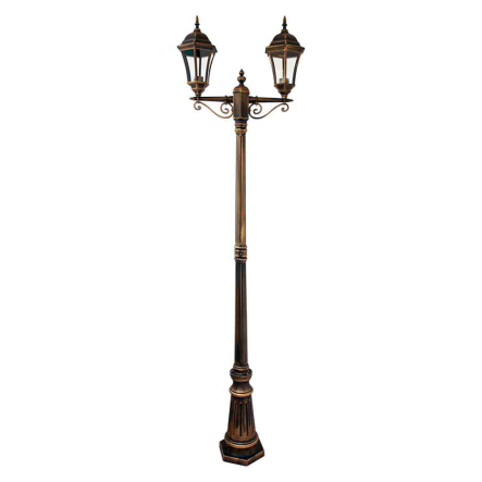 Светильник парковый Lusterlicht, Dallas l, 1Е27, 100Вт, столб двойной, старое золотo - 1