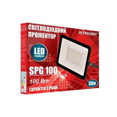 Прожектор LED ULTRALIGHT SPG Slim 100W 6400K IP65 чорный