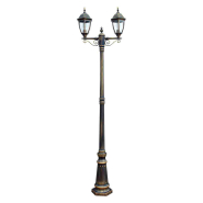 Светильник парковый Lusterlicht, Dallas ll, Е27, 100Вт, столб двойной, старое золото, 2,3м