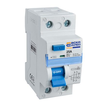 Устройство защитного отключения АСКО-УКРЕМ UTrust 1P+N 25А, 30mА А, A0010210135