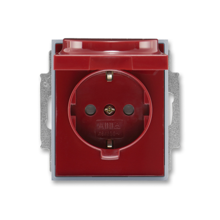 Розетка с заземлением заслонками и крышкой - 1