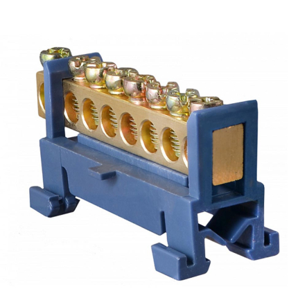 Нулевая шина с изолятором на Din-рейку АСКО-УКРЕМ ВС-508, 6х9 8 отверстий, A0150120033