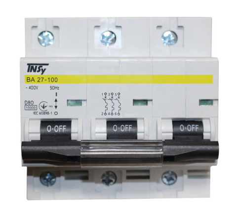 Автоматический выключатель TNSY ВА27-100, 3P, D 80 A, 10 kA, 5504906