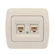 Розетка компьютерная ZIRVE EL-BI двойная, крем, (без вставок), 501-000300-248