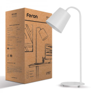 Настольная лампа FERON DE1440 E27 сетевой шнур 1,5 м белая, DE1440 бел