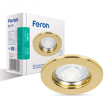 Светильник точечный Feron DL10, MR-16, G5.3, неповоротный, золото, 106 - 1