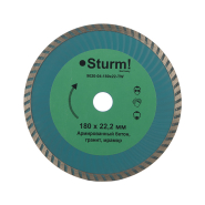 Диск алмазный сегментный STURM 9020-04-180х22-TW, d=180мм, ТурбоWawe
