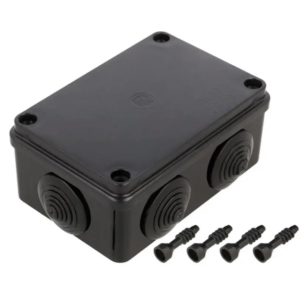 Коробка распределительная PAWBOL S-BOX 206C, 120х80х50, IP65, 6 сальников, черная