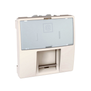 Розетка компьютерная неэкранированная RJ45 категория 5е 2-х модульная, слоновая кость, Schneider Electric Uniсa (MGU3.411.25)