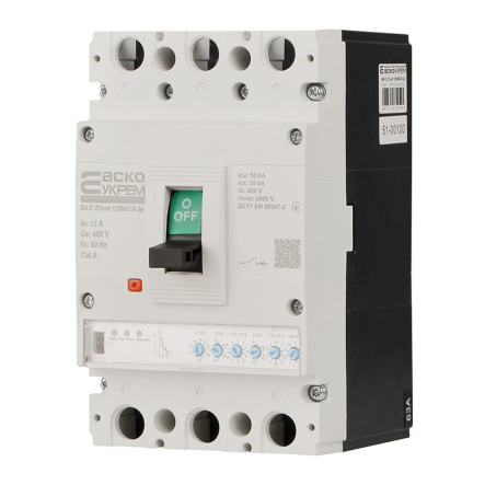 Силовой автоматический выключатель АСКО-УКРЕМ UTrust 3P, 63A, В AC 400 50кA, с электронным расцепителем, A0010260002