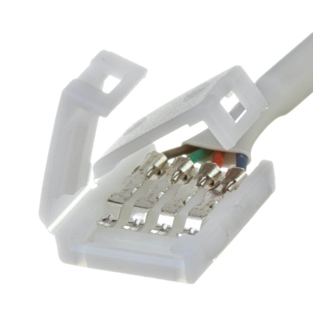 Соединитель для LED ленты RGB AVT 1012310, 10 мм, 4 контакта, зажим - штекер "папа"