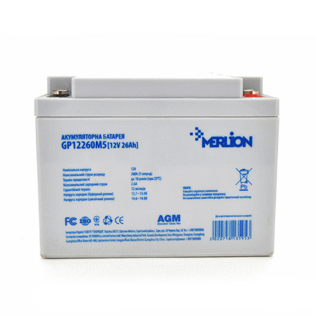 Акумуляторна батарея MERLION GP12260M5, AGM, 12 В, 26 Аг - 1