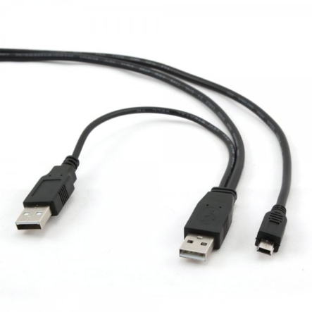 Кабель Cablexpert CCP-USB22-AM5P-3, mini USB 2.0, A-папа+питание/mini USB 5-пин, 0.9 м, премиум