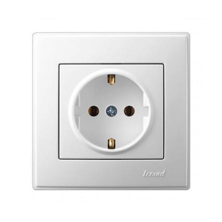 Розетка Lezard LESYA одномісна, із заземленням, біла, 705-0202-122В - 1