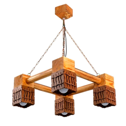 Люстра підвісна дерев'яна SIRIUS S7054/4 світлий випал - 1