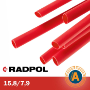 Трубка термоусадочная RADPOL, RCH1 15,8/7,9Х1-К красная