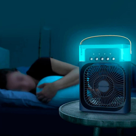 Мини вентилятор-кондиционер с подсветкой 4 в 1, синий