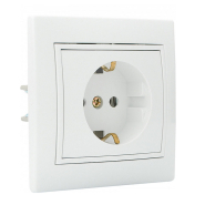 Розетка с заземлением, белая, АСКО-УКРЕМ, PBсб16-З-Fl-W