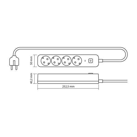 Удлинитель сетевой 4 гнезда 3м  (3x1.5мм) с з/з, белый, VIDEX ONCORD, VF-PD43G-W