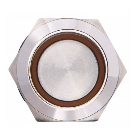 TYJ 19-372 Кнопка металлическая, АСКО-УКРЕМ, A0140010121, плоская с фиксацией 2NO+2NC, с подсветкой, желтая, 220V