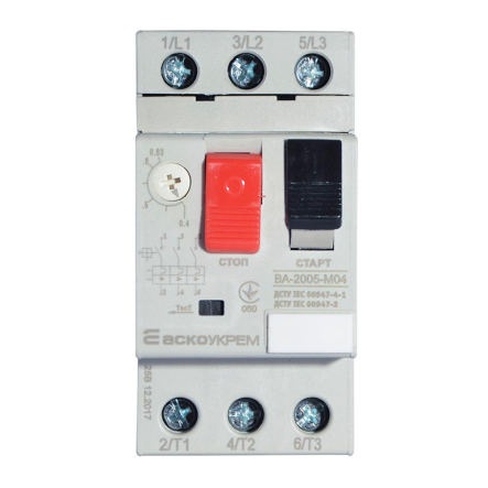 Автоматический выключатель защиты двигателя АСКО-УКРЕМ ВА-2005 М04, 0,4-0,63А, A0010050016 - 1