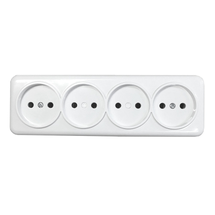 Розетка зовнішня установка 4-я б/з, біла, IP20, TNSy Lemur, TNSy5000987 - 1